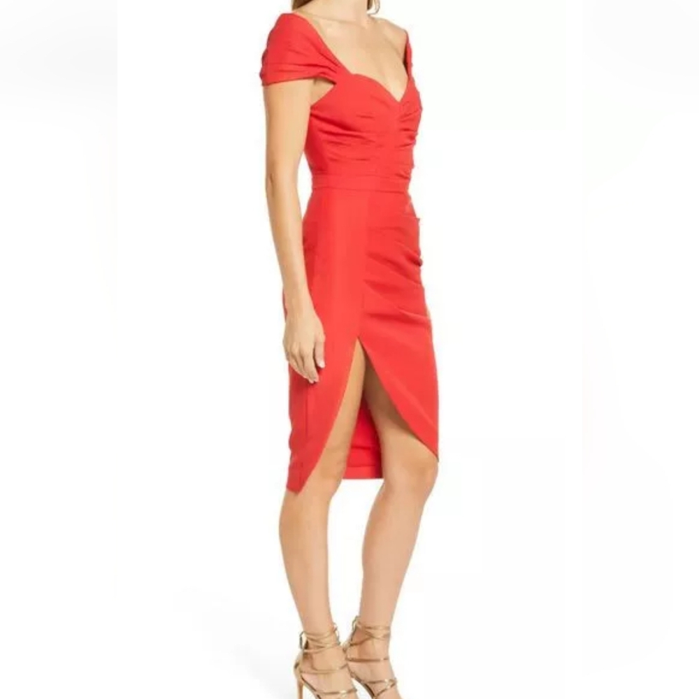 NWT LAVISH ALICE SWEETHEART NECKLINE PLEATED SHEATH DRESS WITH SLIT - Picture 5 of 8